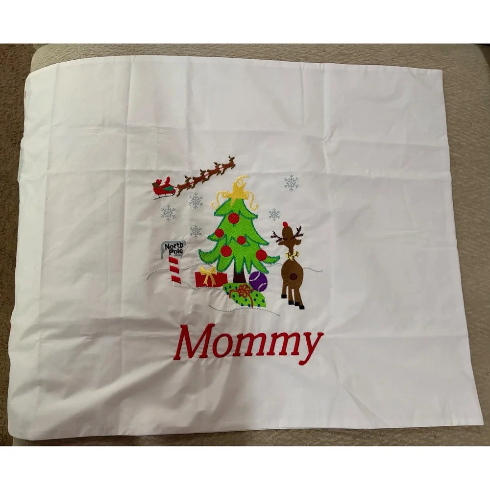 White Womens Mistletoe Traditions Mommy Christmas Pillowcase